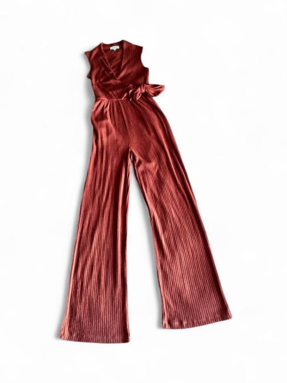 Gilli Layla Wrap Jumpsuit, Burnt Orange, Size Medium